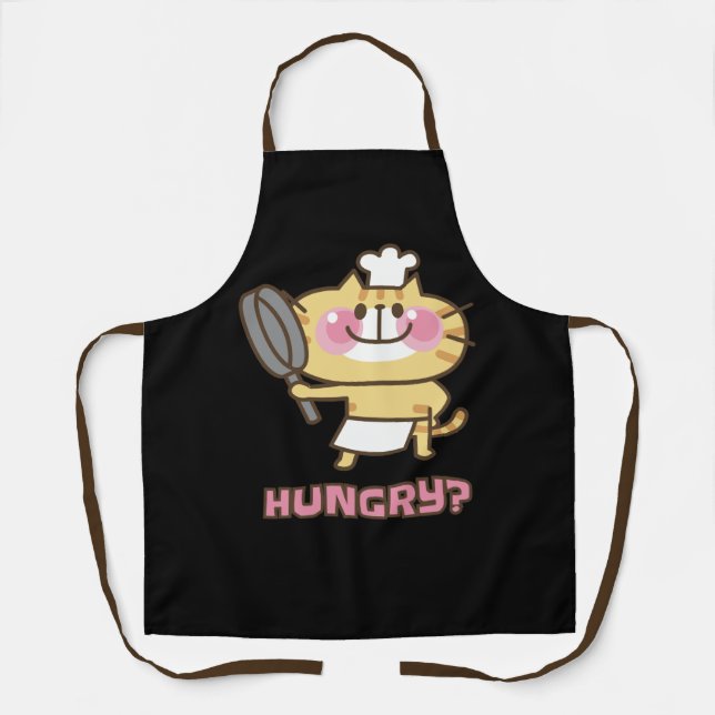 Cute Cat Cartoon Chef Pink Funny Kids Party  Apron (Front)