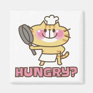 Cute Cat Cartoon Chef Pink Funny Kids Party Magnet