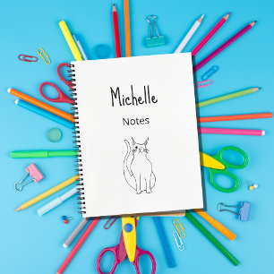 Cute Cat Cartoon Drawing Illustration  Notebook