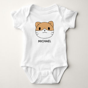 Cute Cat Cartoon Face Personalised Baby Bodysuit