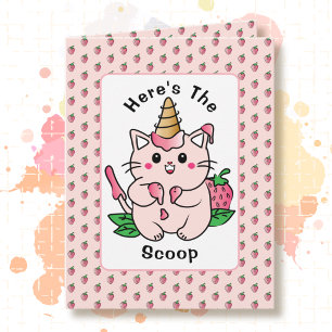 Cute Cat Cartoon Ice Cream Sweet Modern Birthday Card
