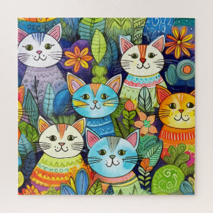 Cute Cat Cartoon Pattern Jigsaw Puzzle