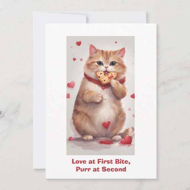 Cute cat cartoon Valentines Day card (Front)