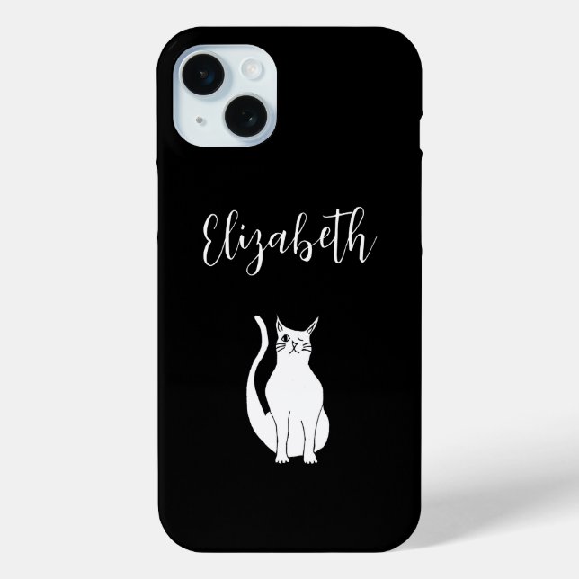 Cute Cat Cartoon Winking Kitty Black Case-Mate iPhone Case (Back)
