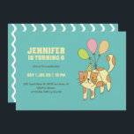 Cute Cat Cartoon With Balloon Kids Birthday Invitation<br><div class="desc">Cute design for kids,  boys or girls who love cat. Perfect for animal theme birthday party. You can customise the wording to fit other occasions.</div>