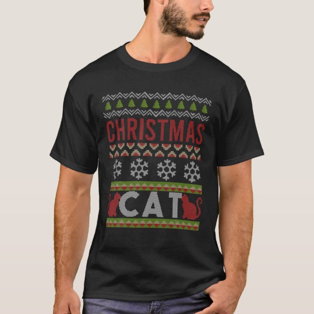 Cute Cat Catlover Ugly Christmas Sweater Vacation (Front)