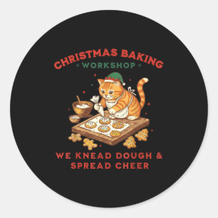 Cute Cat Christmas Baking Workshop For Men Women K Classic Round Sticker