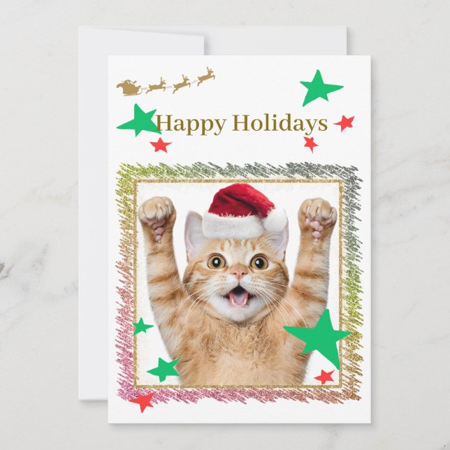 Cute Cat Christmas Card  (Front)