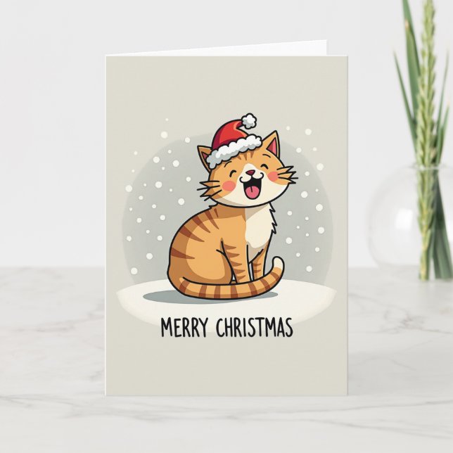 Cute Cat Christmas Card (Front)