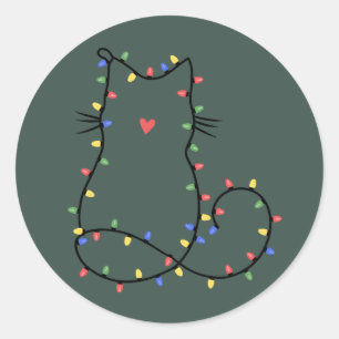 Cute Cat Christmas Cat Mum Funny Xmas Cat Lover Classic Round Sticker