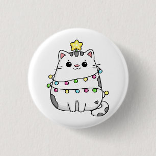 Cute Cat Christmas design  3 Cm Round Badge