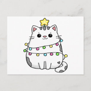 Cute Cat Christmas design Holiday Postcard