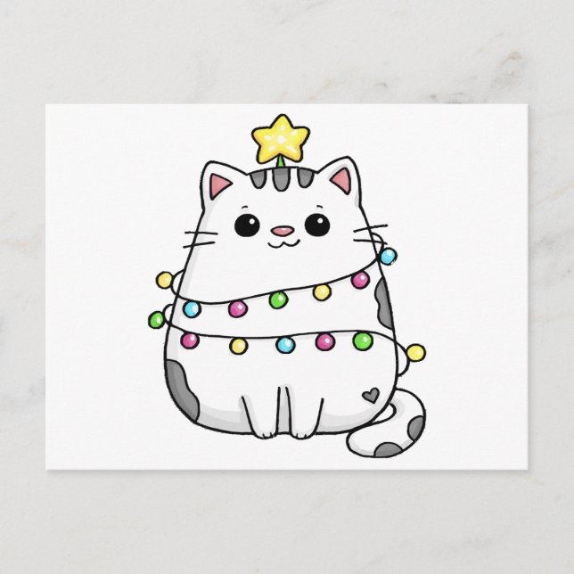 Cute Cat Christmas design  Holiday Postcard (Front)