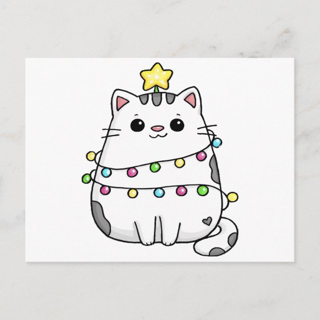 Cute Cat Christmas design  Postcard (Front)