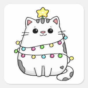 Cute Cat Christmas design  Square Sticker