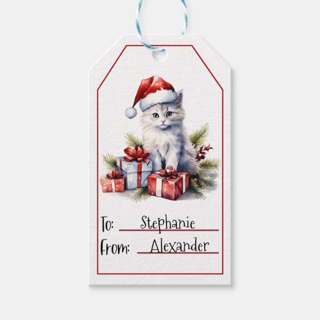 Cute Cat Christmas Gift Tags (Front)