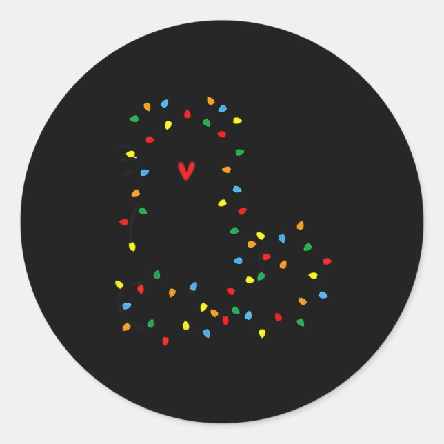 Cute Cat Christmas Light Graphic Cat Black Mom Lov Classic Round Sticker (Front)