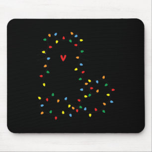 Cute Cat Christmas Light Graphic Cat Black Mum Lov Mouse Pad