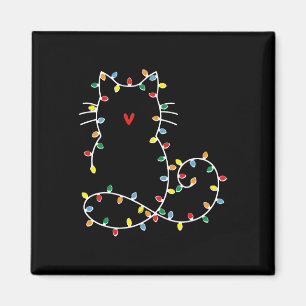Cute Cat Christmas Lights Merry Catmas Gift For Ca Magnet