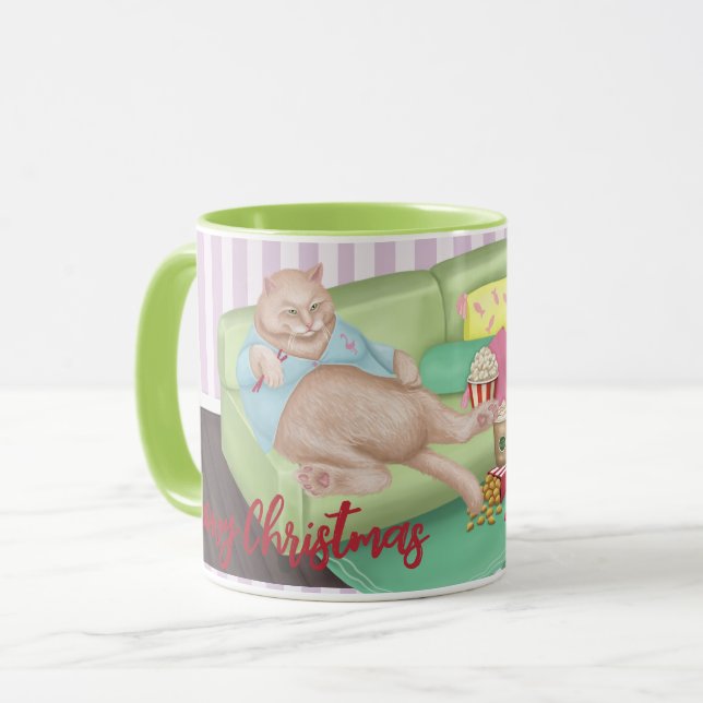 Cute Cat Christmas Mug (Front Left)