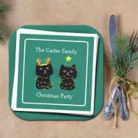 Cute Cat Christmas Personalised Green Party