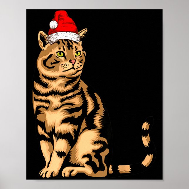 Cute Cat Christmas Shirt For Women Men Kids , Funn Poster (Front)