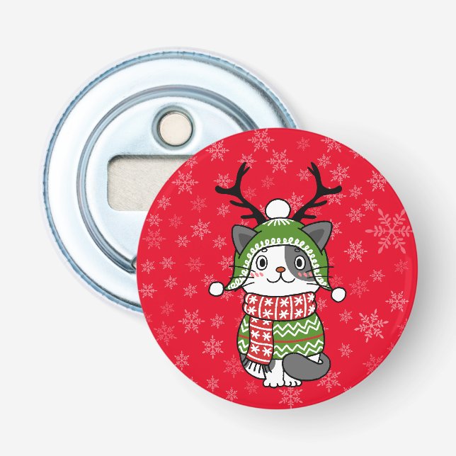 Cute Cat Christmas Stocking stuffers Galore Bottle Opener (Front)