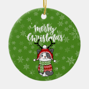 Cute Cat Christmas Stocking stuffers Galore Ceramic Tree Decoration