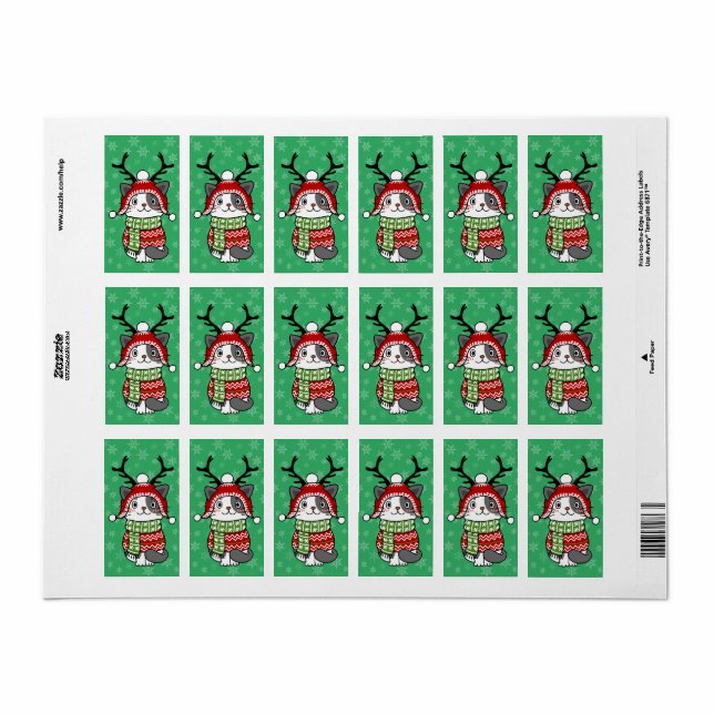 Cute Cat Christmas Stocking stuffers Galore Label (Full Sheet)