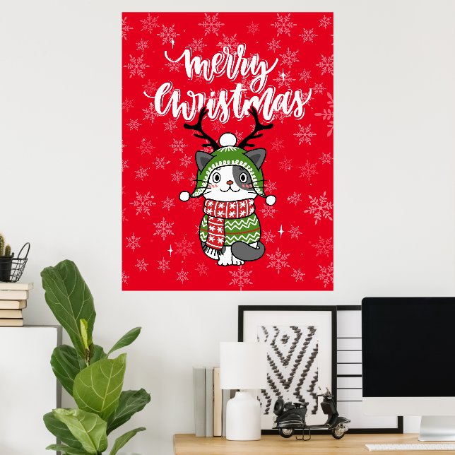 Cute Cat Christmas Stocking stuffers Galore Poster (Home Office)
