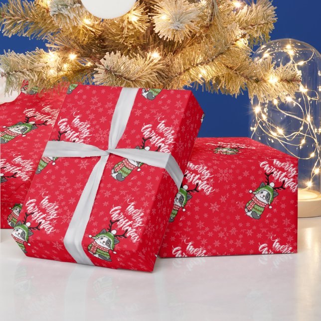 Cute Cat Christmas Stocking stuffers Galore Wrapping Paper (Holidays)
