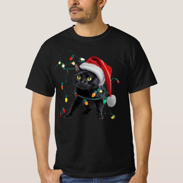 Cute Cat Christmas T-Shirt (Front)
