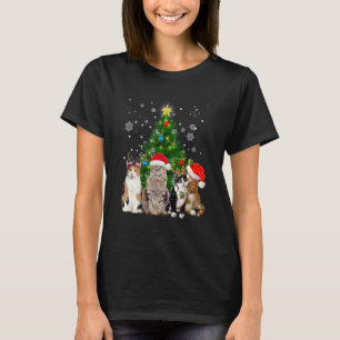 Cute Cat Christmas Tree Cat Xmas Cat Mum Women Ki T-Shirt