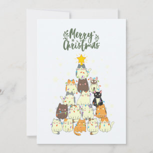 Cute Cat Christmas Tree  Holiday Card
