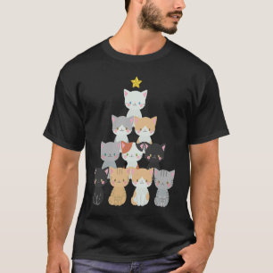 Cute Cat Christmas Tree Meowy Xmas Holiday T-Shirt