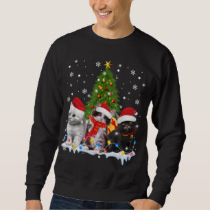 Cute Cat Christmas Tree Ornament Decor Cat Lovers  Sweatshirt