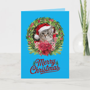 Cute Cat Christmas Wreath Card