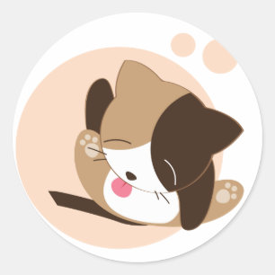 Cute Cat Classic Round Sticker