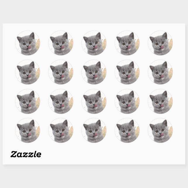 Cute cat  classic round sticker (Sheet)