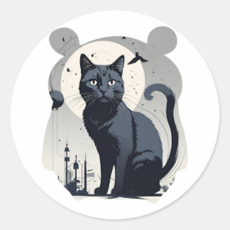 Cute Cat Classic Round Sticker
