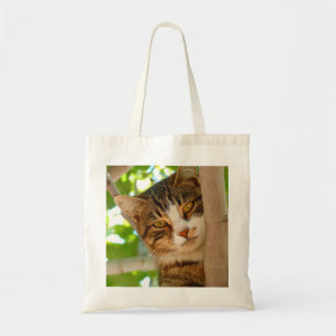 Cute Cat Climbing a Tree Tote Bag
