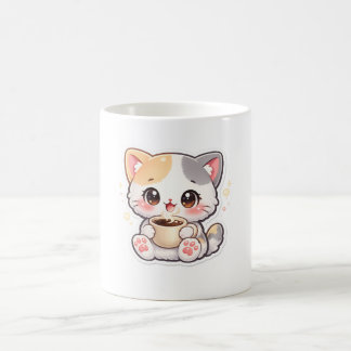 Cute Cat Coffee Lover Gift - Kawaii Kitten Mug for