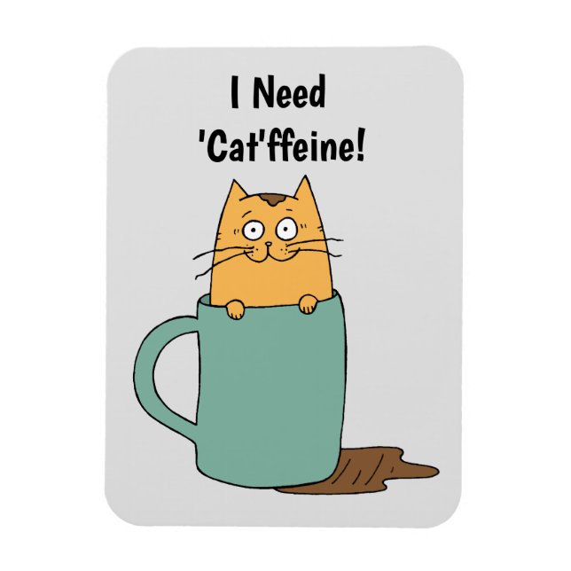 Cute Cat Coffee Magnet (Vertical)