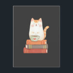 Cute Cat & Coffee Mug For Book Lovers Postcard<br><div class="desc">Cute cat & coffee mug for book lovers and cat lovers.</div>