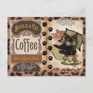 Cute Cat Coffee Paws Postcard