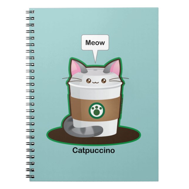 Cute Cat Coffee Spiral Notebook (Front)
