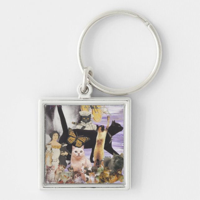 Cute Cat Collage 4 Key Ring (Front)