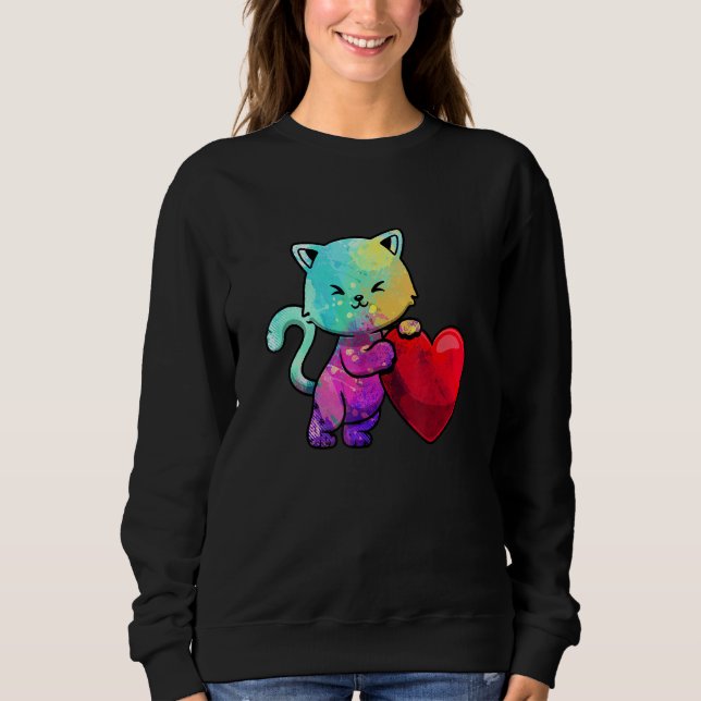 Cute Cat  Colourful Pop Kitten Adoption Kitten Sweatshirt (Front)