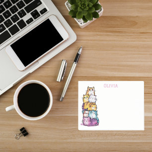 Cute Cat Colourful Watercolor Funny Animal Custom Post-it Notes