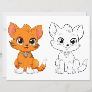Cute cat colouring page